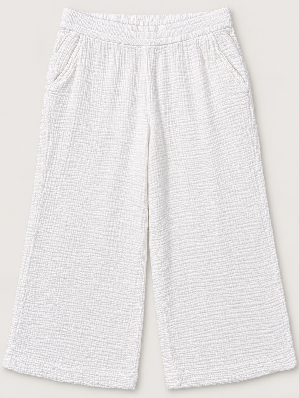 Lou & Grey White Wide-Leg Gauze Pants